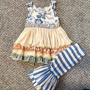 Mustard Pie Cream and Blue Ruffle Set